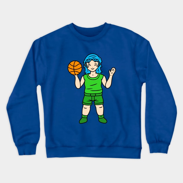 Cute basketball player girl Crewneck Sweatshirt by Andrew Hau